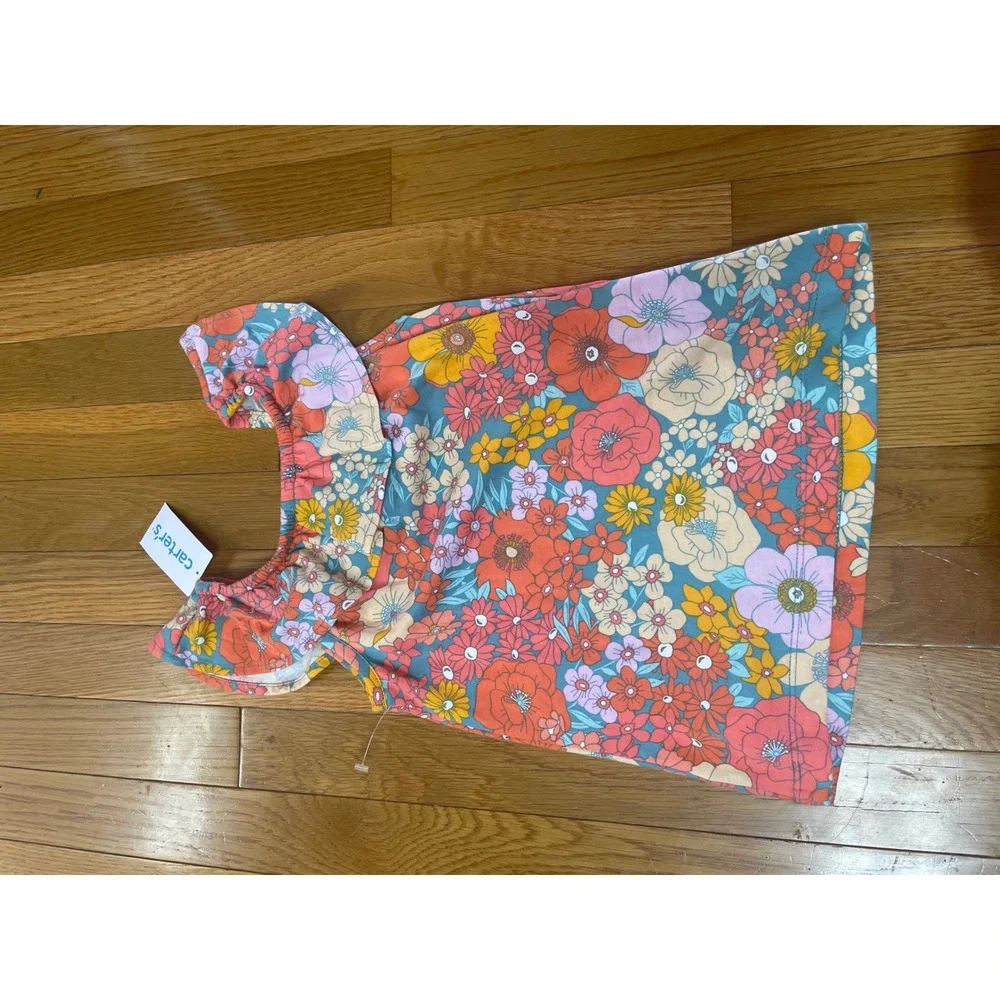 Carters Toddler Girls 5T Floral Ruffle Neck Sleeveless Top Retro Flower NWT - Picture 5 of 5